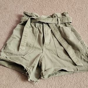 Zara High Waisted paper bag shorts